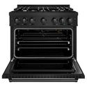 ZLINE 36 in. 5.2 cu. ft. Classic Gas Range with 6 Burner Cooktop and Convection Gas Oven in Black Stainless Steel (CGRB-36)