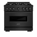 ZLINE 36 in. 5.2 cu. ft. Classic Gas Range with 6 Burner Cooktop and Convection Gas Oven in Black Stainless Steel, Open Box-Great Condition