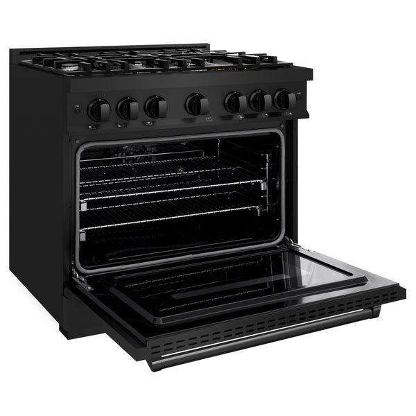 ZLINE 36 in. 5.2 cu. ft. Classic Gas Range with 6 Burner Cooktop and Convection Gas Oven in Black Stainless Steel (CGRB-36)