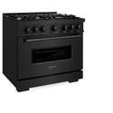 ZLINE 36 in. 5.2 cu. ft. Classic Gas Range with 6 Burner Cooktop and Convection Gas Oven in Black Stainless Steel, Open Box-Good Condition