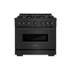 ZLINE 36 in. 5.2 cu. ft. Classic Gas Range with Convection Gas Oven in Black Stainless Steel with 6 Brass Burners (CGRB-BR-36)