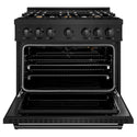 ZLINE 36 in. 5.2 cu. ft. Classic Gas Range with Convection Gas Oven in Black Stainless Steel with 6 Brass Burners (CGRB-BR-36)