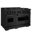 ZLINE 48 in. 6.7 cu. ft. Classic Double Oven Gas Range in Black Stainless Steel with 8 Brass Burners (CGRB-BR-48)