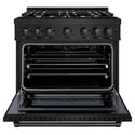 ZLINE 36 in. 5.2 cu. ft. Select Gas Range with Convection Gas Oven in Black Stainless Steel with 6 Brass Burners, Open Box-Great Condition