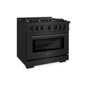 ZLINE 36 in. 5.2 cu. ft. Select Gas Range with Convection Gas Oven in Black Stainless Steel with 6 Brass Burners, Open Box-Great Condition