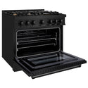 ZLINE 36 in. 5.2 cu. ft. Select Gas Range with Convection Gas Oven in Black Stainless Steel with 6 Brass Burners, Open Box-Great Condition