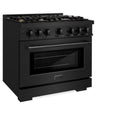 ZLINE 36 in. 5.2 cu. ft. Select Gas Range with Convection Gas Oven in Black Stainless Steel with 6 Brass Burners (HGRB-BR-36)