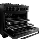 ZLINE 36 in. 5.2 cu. ft. Select Gas Range with Convection Gas Oven in Black Stainless Steel with 6 Brass Burners, Open Box-Great Condition