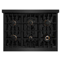 ZLINE 36 in. 5.2 cu. ft. Select Gas Range with Convection Gas Oven in Black Stainless Steel with 6 Brass Burners, Open Box-Great Condition