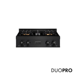 ZLINE 30 in. Classic Gas Rangetop with 4 Burner DuoPro™ Cooktop in Black Stainless Steel (PCRTB-30)