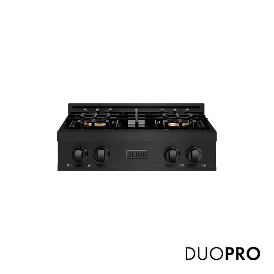 ZLINE 30 in. Classic Gas Rangetop with 4 Burner DuoPro™ Cooktop in Black Stainless Steel, Open Box-Good Condition