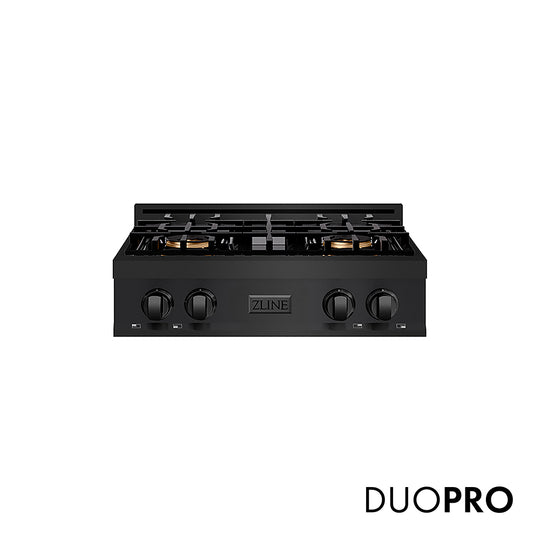 ZLINE 30 in. Classic Gas Rangetop with 4 Burner DuoPro™ Cooktop in Black Stainless Steel, Open Box-Great Condition