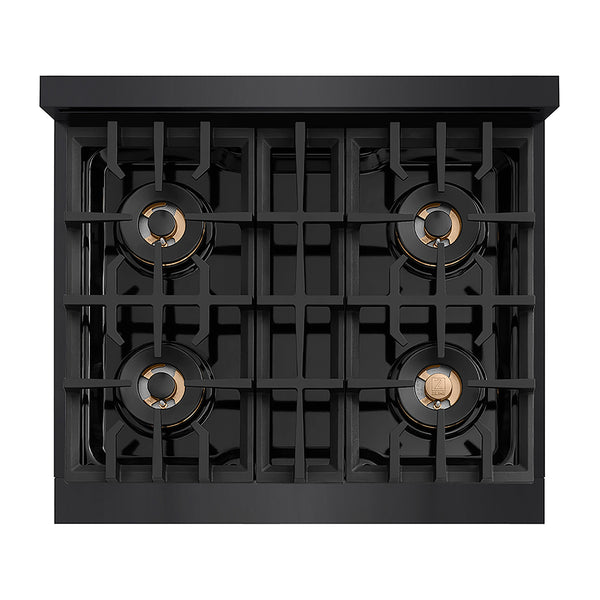 ZLINE Autograph Edition 30 in. Classic Gas Rangetop with 4 Burner DuoPro™ Cooktop in Black Stainless Steel and Champagne Bronze Accents, Open Box-Great Condition
