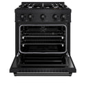 ZLINE 30 in. 4.2 cu. ft. Classic Dual Fuel Range with 4 Burner Gas Cooktop and Electric Convection Oven in Black Stainless Steel, Open Box-Great Condition