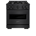 ZLINE 30 in. 4.2 cu. ft. Classic Dual Fuel Range with 4 Burner Gas Cooktop and Electric Convection Oven in Black Stainless Steel (CDRB-30)