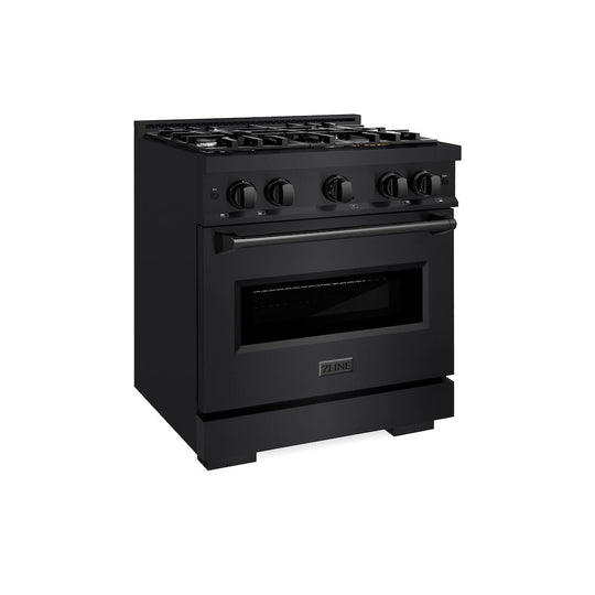 ZLINE 30 in. 4.2 cu. ft. Classic Dual Fuel Range with 4 Burner Gas Cooktop and Electric Convection Oven in Black Stainless Steel, Open Box-Good Condition