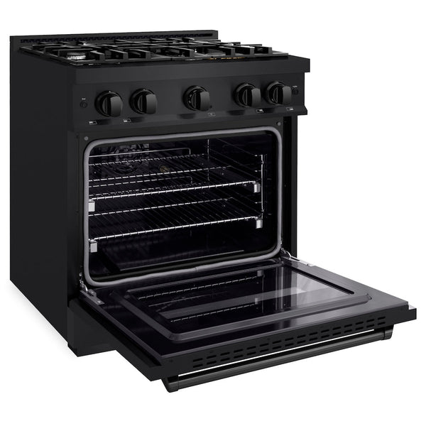 ZLINE 30 in. 4.2 cu. ft. Classic Dual Fuel Range with 4 Burner Gas Cooktop and Electric Convection Oven in Black Stainless Steel, Open Box-Good Condition