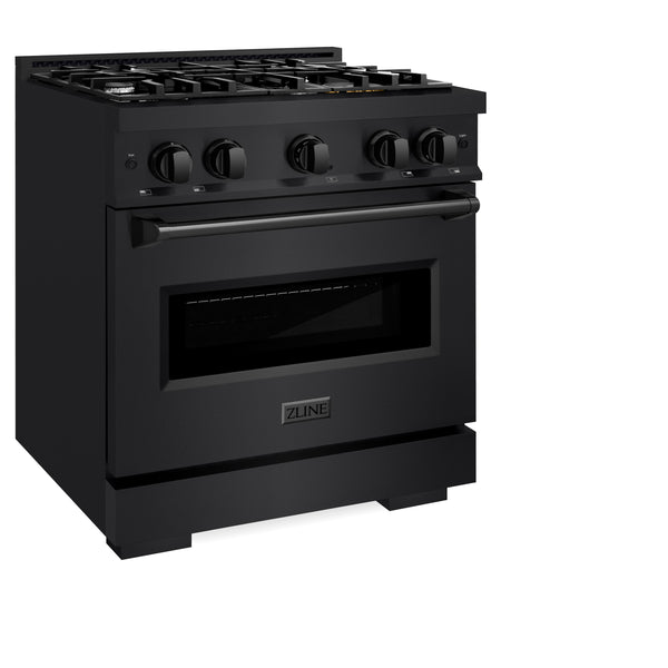 ZLINE 30 in. 4.2 cu. ft. Classic Dual Fuel Range with 4 Burner Gas Cooktop and Electric Convection Oven in Black Stainless Steel, Open Box-Great Condition