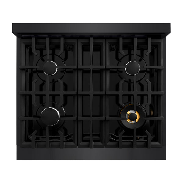 ZLINE 30 in. 4.2 cu. ft. Classic Dual Fuel Range with 4 Burner Gas Cooktop and Electric Convection Oven in Black Stainless Steel, Open Box-Great Condition