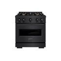 ZLINE 30 in. 4.2 cu. ft. Classic Gas Range with Convection Gas Oven in Black Stainless Steel with 4 Brass Burners (CGRB-BR-30)