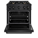 ZLINE 30 in. 4.2 cu. ft. Classic Gas Range with Convection Gas Oven in Black Stainless Steel with 4 Brass Burners (CGRB-BR-30)