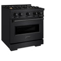 ZLINE 30 in. 4.2 cu. ft. Classic Dual Fuel Range with Gas Cooktop and Electric Convection Oven in Black Stainless Steel with 4 Brass Burners (CDRB-BR-30)