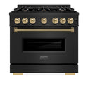 ZLINE Autograph Edition 36 in. 5.2 cu. ft. Classic Dual Fuel Range with 6 Burner Gas Cooktop and Electric Convection Oven in Black Stainless Steel with Champagne Bronze Accents (CDRBZ-36-CB)