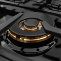 ZLINE 48 in. Legacy Gas Rangetop with 6 Brass Burners and Porcelain Cooktop in Black Stainless Steel, Open Box-Great Condition