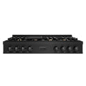 ZLINE 48 in. Legacy Gas Rangetop with 6 Brass Burners and Porcelain Cooktop in Black Stainless Steel, Open Box-Great Condition