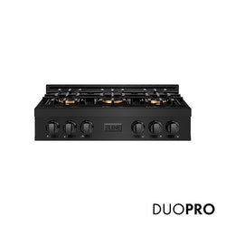 ZLINE 36 in. Classic Gas Rangetop with 6 Burner DuoPro™ Cooktop in Black Stainless Steel, Open Box-Great Condition