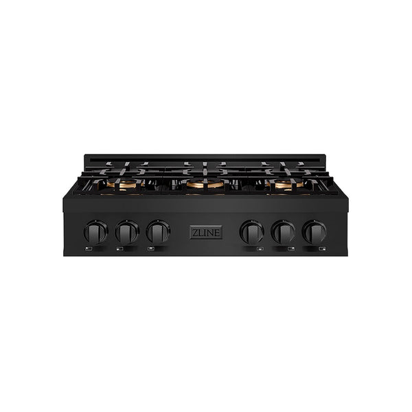 ZLINE 36 in. Classic Gas Rangetop with 6 Burner DuoPro™ Cooktop in Black Stainless Steel, Open Box-Good Condition