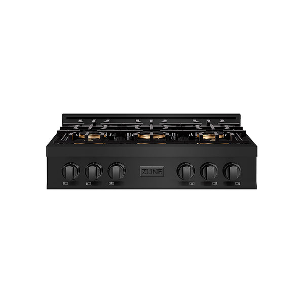 ZLINE 36 in. Classic Gas Rangetop with 6 Burner DuoPro™ Cooktop in Black Stainless Steel, Open Box-Great Condition