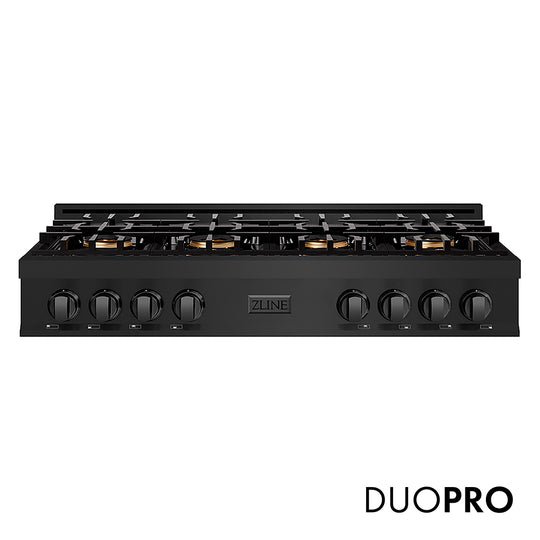 ZLINE 48 in. Classic Gas Rangetop with 8 Burner DuoPro™ Cooktop in Black Stainless Steel, Open Box-Great Condition