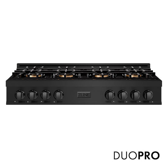 ZLINE 48 in. Classic Gas Rangetop with 8 Burner DuoPro™ Cooktop in Black Stainless Steel, Open Box-Good Condition