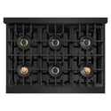 ZLINE Autograph Edition 36 in. Classic Gas Rangetop with 6 Burner DuoPro™ Cooktop in Black Stainless Steel and Champagne Bronze Accents (PCRTBZ-36-CB)
