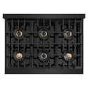 ZLINE Autograph Edition 36 in. Classic Gas Rangetop with 6 Burner DuoPro™ Cooktop in Black Stainless Steel and Polished Gold Accents, Open Box-Great Condition