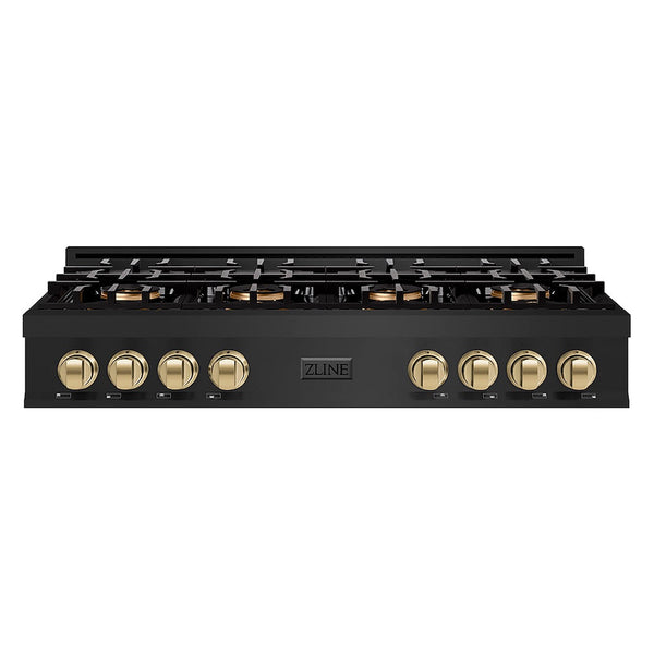 ZLINE Autograph Edition 48 in. Classic Gas Rangetop with 8 Burner DuoPro™ Cooktop in Black Stainless Steel and Champagne Bronze Accents, Open Box-Good Condition