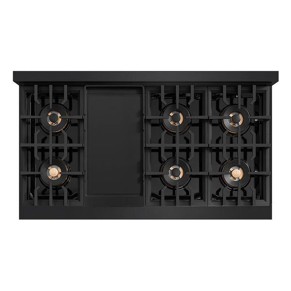 ZLINE Autograph Edition 48 in. Classic Gas Rangetop with 8 Burner DuoPro™ Cooktop in Black Stainless Steel and Champagne Bronze Accents, Open Box-Good Condition