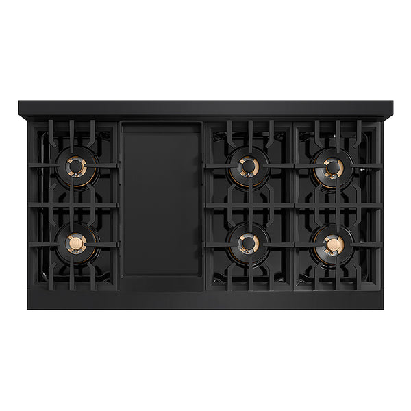 ZLINE Autograph Edition 48 in. Classic Gas Rangetop with 8 Burner DuoPro™ Cooktop in Black Stainless Steel and Champagne Bronze Accents, Open Box-Great Condition