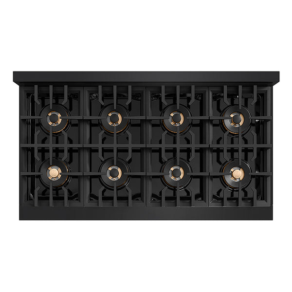 ZLINE Autograph Edition 48 in. Classic Gas Rangetop with 8 Burner DuoPro™ Cooktop in Black Stainless Steel and Champagne Bronze Accents, Open Box-Great Condition