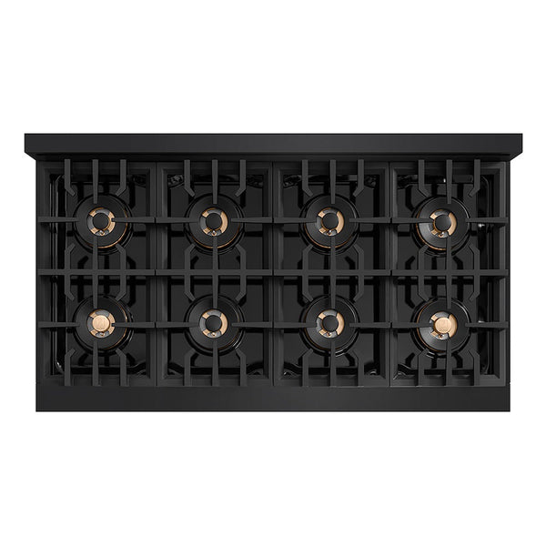 ZLINE Autograph Edition 48 in. Classic Gas Rangetop with 8 Burner DuoPro™ Cooktop in Black Stainless Steel and Polished Gold Accents, Open Box-Good Condition
