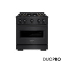 ZLINE 30 in. 4.2 cu. ft. Classic Dual Fuel Range with 4 Burner DuoPro™ Cooktop and Electric Convection Oven in Black Stainless Steel (PCDRB-30)