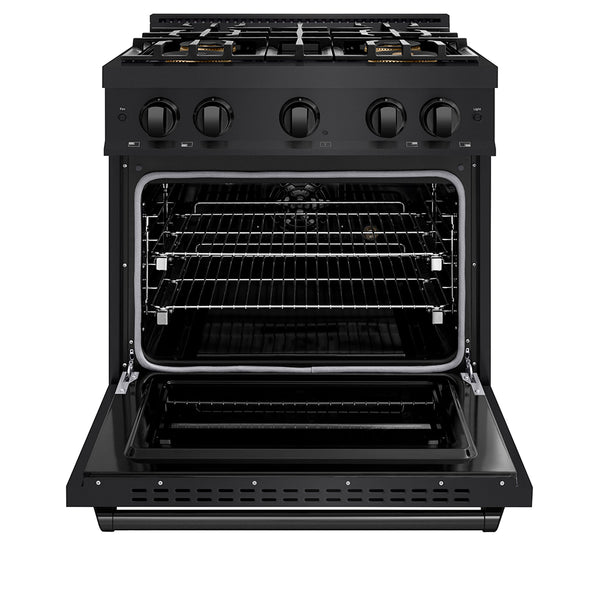 ZLINE 30 in. 4.2 cu. ft. Classic Dual Fuel Range with 4 Burner DuoPro™ Cooktop and Electric Convection Oven in Black Stainless Steel (PCDRB-30)
