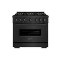 ZLINE 36 in. 5.2 cu. ft. Classic Dual Fuel Range with 6 Burner DuoPro™ Cooktop and Electric Convection Oven in Black Stainless Steel, Open Box-Good Condition