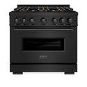 ZLINE 36 in. 5.2 cu. ft. Classic Dual Fuel Range with 6 Burner DuoPro™ Cooktop and Electric Convection Oven in Black Stainless Steel (PCDRB-36)