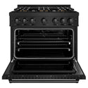 ZLINE 36 in. 5.2 cu. ft. Classic Dual Fuel Range with 6 Burner DuoPro™ Cooktop and Electric Convection Oven in Black Stainless Steel (PCDRB-36)