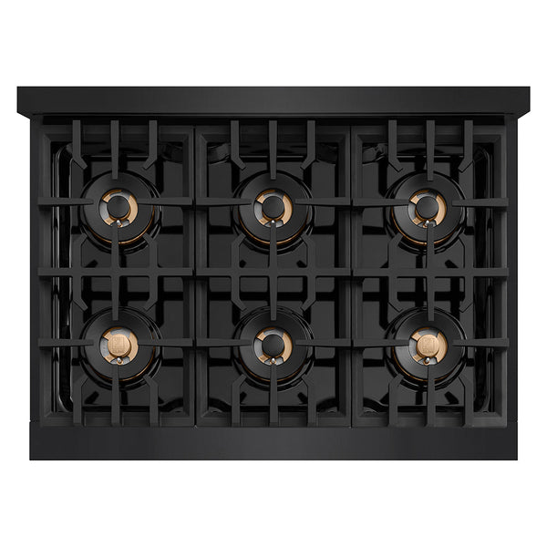 ZLINE 36 in. 5.2 cu. ft. Classic Dual Fuel Range with 6 Burner DuoPro™ Cooktop and Electric Convection Oven in Black Stainless Steel, Open Box-Good Condition