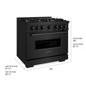 ZLINE 36 in. 5.2 cu. ft. Classic Dual Fuel Range with 6 Burner DuoPro™ Cooktop and Electric Convection Oven in Black Stainless Steel, Open Box-Good Condition