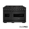 ZLINE 48 in. 6.7 cu. ft. Classic Dual Fuel Range with 8 Burner DuoPro™ Cooktop and Dual Ovens in Black Stainless Steel (PCDRB-48)