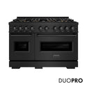 ZLINE 48 in. 6.7 cu. ft. Classic Dual Fuel Range with 8 Burner DuoPro™ Cooktop and Dual Ovens in Black Stainless Steel, Open Box-Good Condition
